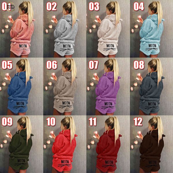 

shipping women pajamas sets autumn winter flannel pijama warm pyjamas homewear nightwear sleepwear cat female pajama, Black;red
