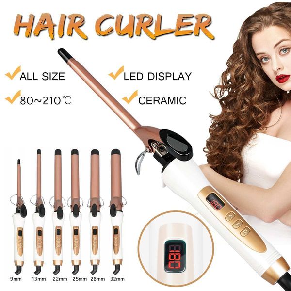 

professional ceramic hair curling irons curler quick heat dry wet curling hair waver styling tool 9/13/22/25/28/32mm