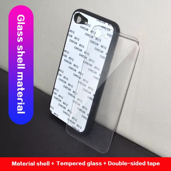 

custom printed tempered glass material phone case for iphone 6s 7 8 plus x xs max