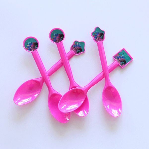 

10 pcs/pack cartoon trolls spoon baby shower disposable tableware birthday kids baby party kids birthday suppliers