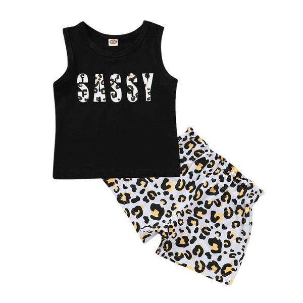

casual summer baby boys letter print sleeveless t-shirt +leopard shorts set, White