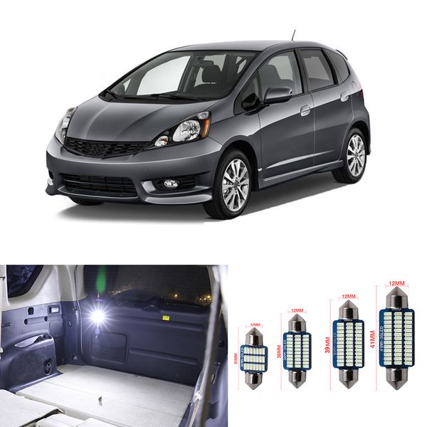 

6pcs fit for jazz 2009-2013 interior led light bulbs kit trunk cargo area dome map license plate lights car-styling