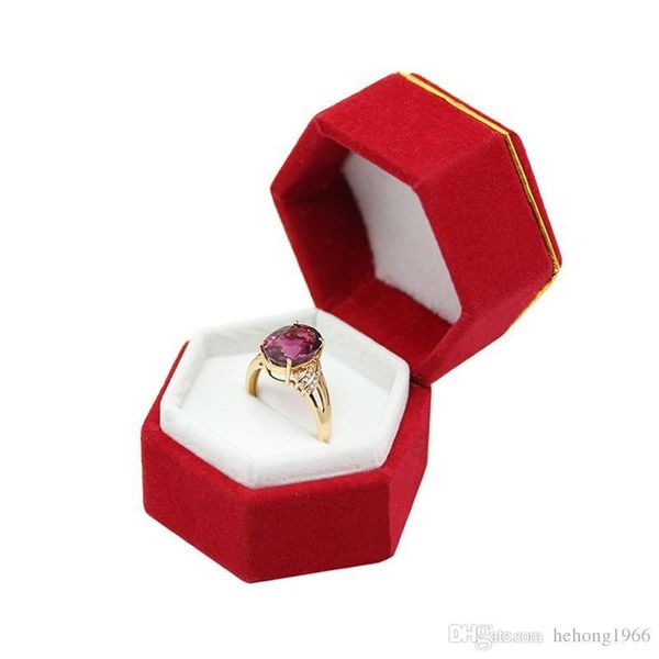 

small wedding finger ring box hexagonal jewelry organizer packing case ear studs storage boxes pure color 2 5lz ff