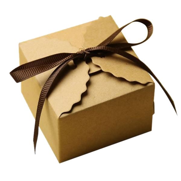

10шт урожай ретро kraft paper box, diy свадебный подарочная коробка, небольшой одноместный cake box упаковка с лентой
