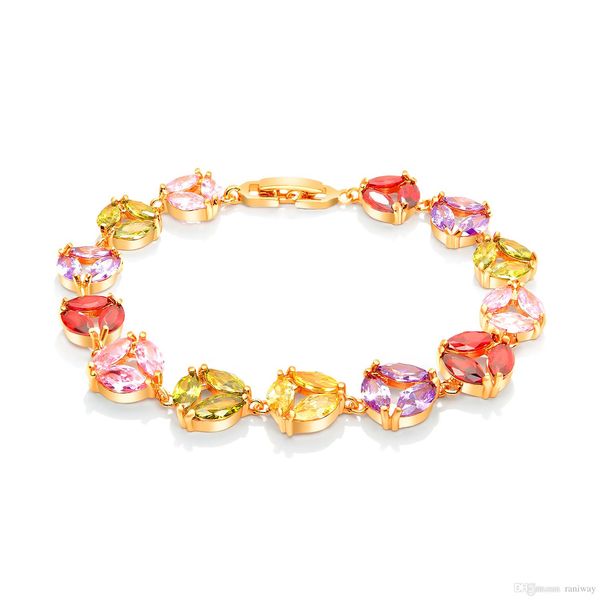 

stunning cz cubic zirconia elements bracelet 18k gold plated bracelet chain gift for women girls gold statement wedding engagement jewelry, Golden;silver