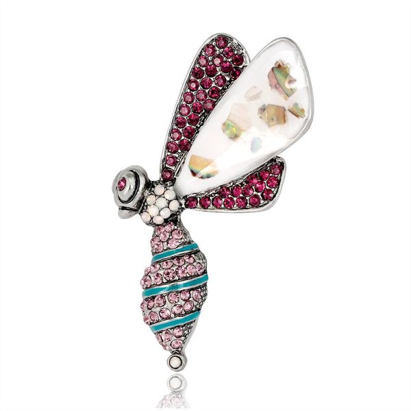 

rhinestone retro creative insect brooch alloy inlaid enamel bee brooch pin jewelry wholesale for women hat bag shoes clothe, Gray