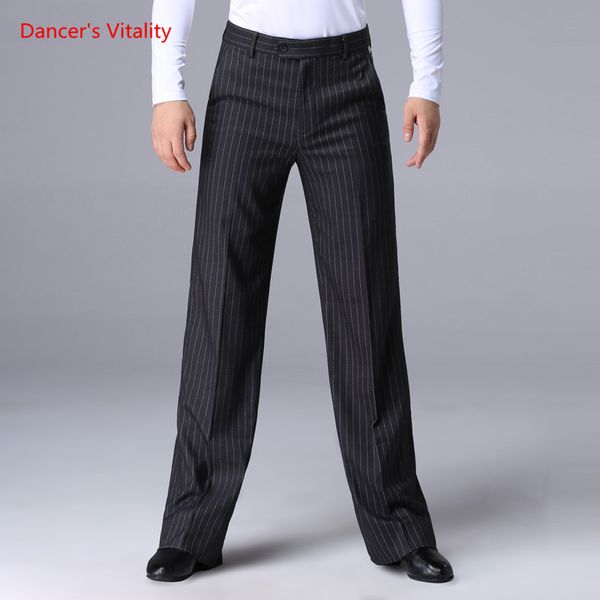

professional ballroom dance pants men's stripe wide-leg trousers latin dance trousers ballroom waltz tango clothes, Black;red