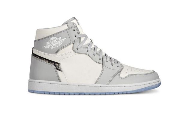 

2020 est authentic air high 1 og retro grey athletic black sail white men basketball shoes sports sneakers with original box