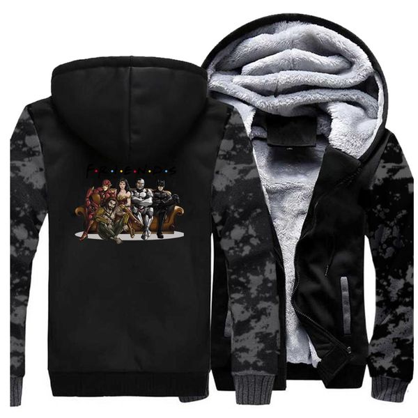 

2019 men's casual autumn winter comic marvel jacket print hoodie men anime cotton pullover coat clothing, Black