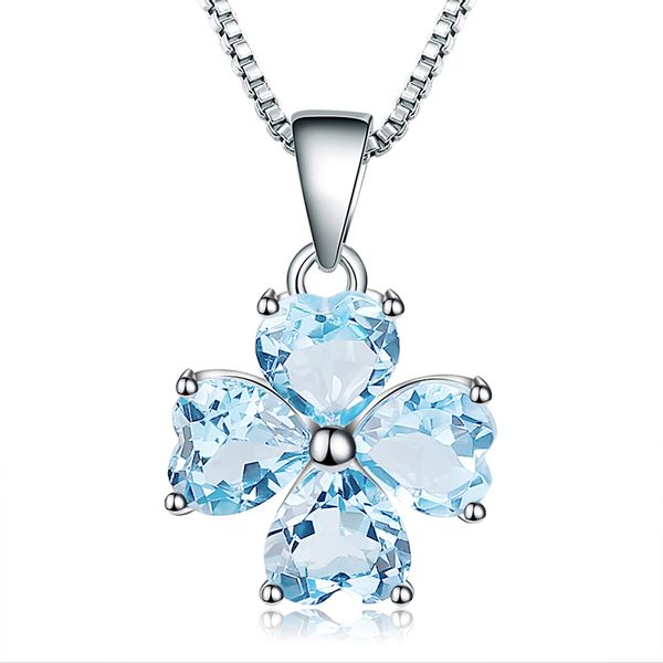 

gem's ballet 3.31ct natural sky blue z 925 sterling silver clover necklaces & pendants for women wedding fine jewelry
