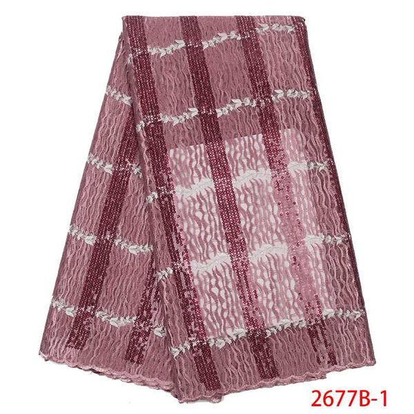 

ribbon 2021 latest african lace fabric tulle french nigerian laces fabrics embroidery with sequins for wedding ks2677b-1, Pink;blue