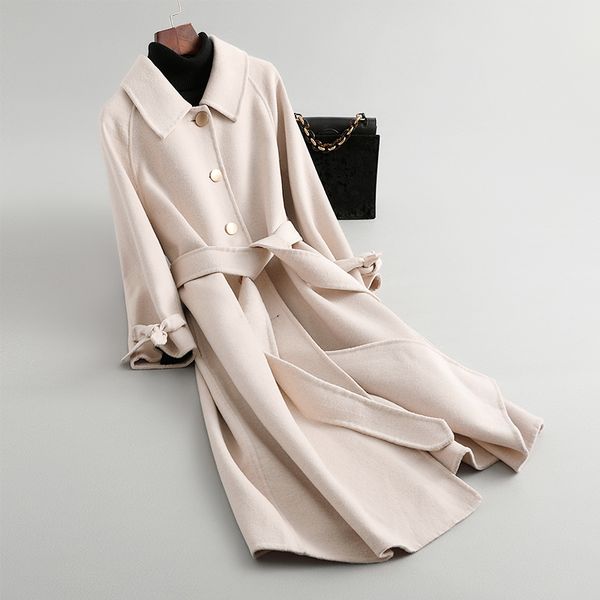 

wool coat f coats 2019 korean autumn winter jacketemale double-sided alpaca woolen jackets long women cashmere, Black