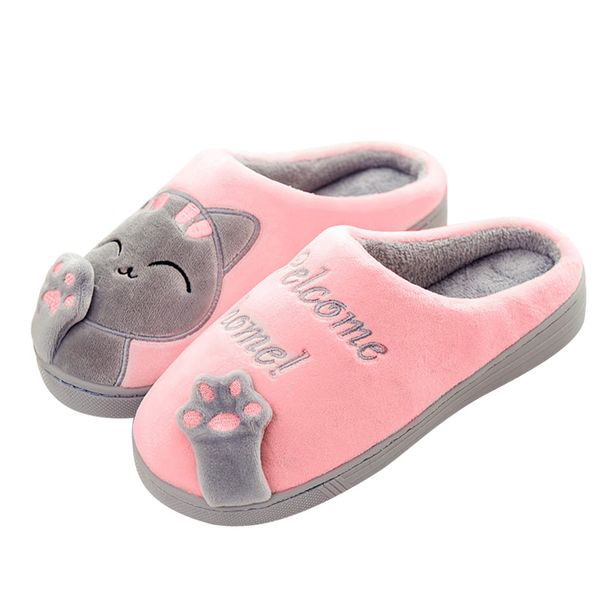 

new christmas shoes women home slippers men indoor slippers warm cotton house flip flops couple flats girl shoes pantufa mujer, Black