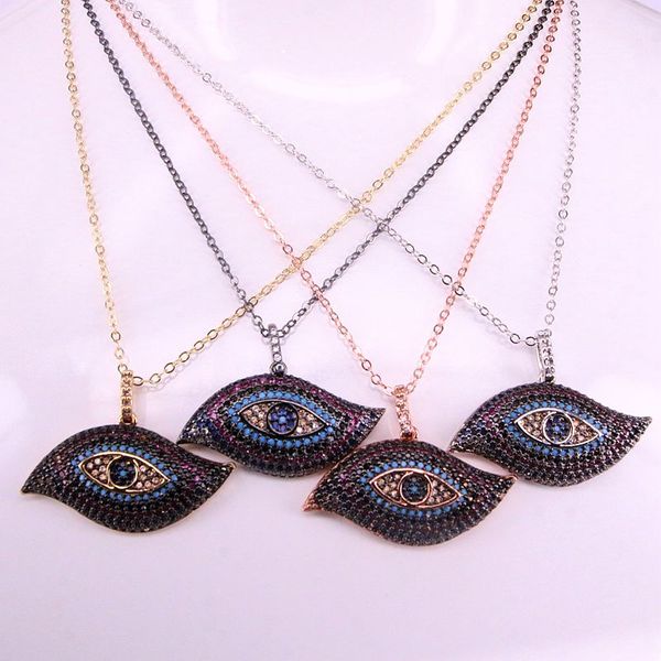 

4pcs, turkish eye pendant charm micro paved cz stone jewelry rainbow crystal eye necklace, Silver