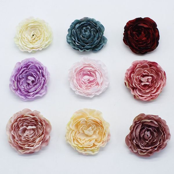 

10pcs 8.5cm large peony artificial flower head diy wedding flower wall bridal wreath l wedding road lead arch silk flowers