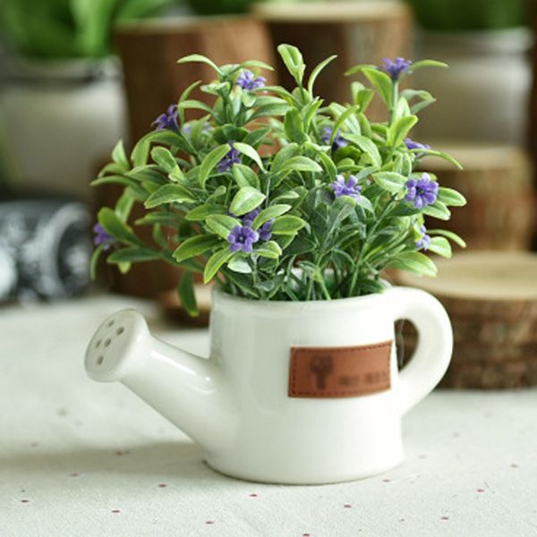 

potted watering pot artificial plant flower plastic for tableoffice decor