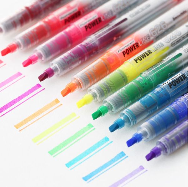 

tunacoco 10pcs/set direct liquid fluorescent pen lant single head highlighter color mark pen school supplies bb1710145, Black;red