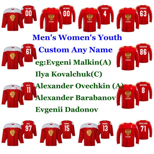 

russia 2019 iihf world championship hockey jerseys dadonov jersey kirill kaprizov khafizullin nikita zaitsev ivan telegin custom stitched, Black;red