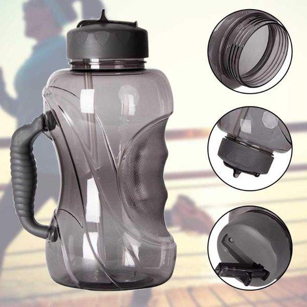

1.5l outdoor with straw water cup anti-slip handle cycling sports bottle large capacity wide mouth camping portable drinking