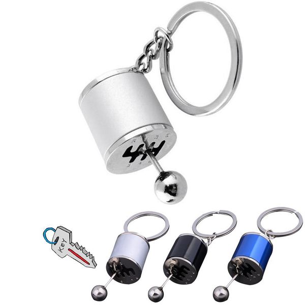 

3 colors car keyring gear knob gear shift stick box metal key chain keyfob car ornament black blue silver accessories new