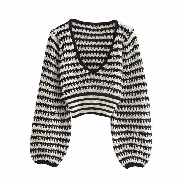 

women's sweaters 2021 women knitted v-neck lantern sleeves pull elastic casual stylish sweater femme vetement ropa mujer, White;black
