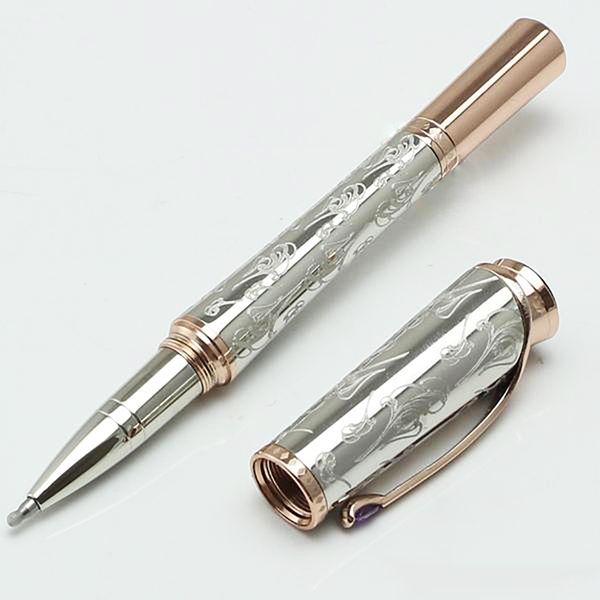 

collection princesse grace de monaco golden clip silver carving roller ball pen without original box