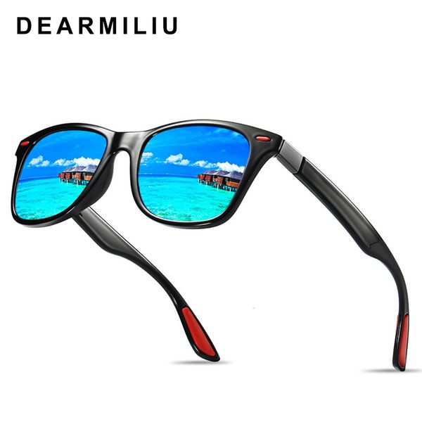 

dearmiliu design men women classic retro rivet polarized sunglasses lighter design square frame 100% uv protection, White;black