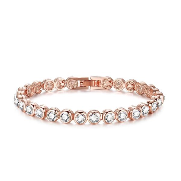 

18k rose gold bracelet with cubic zirconia bracelet,tennis bracelet [18cm 7inch] christmas mother's day valentines gifts, Golden;silver