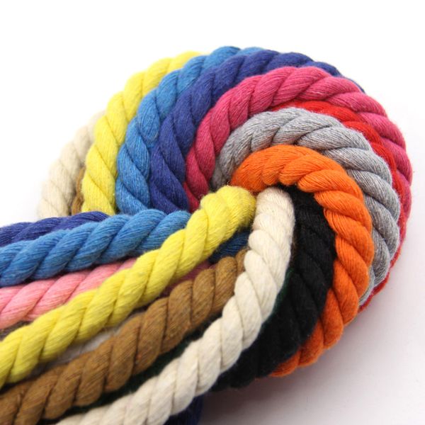 

100% cotton 10meters 3 shares twisted cotton cords 10mm diy craft decoration rope cord for bag drawstring belt 20 colors, Black;white
