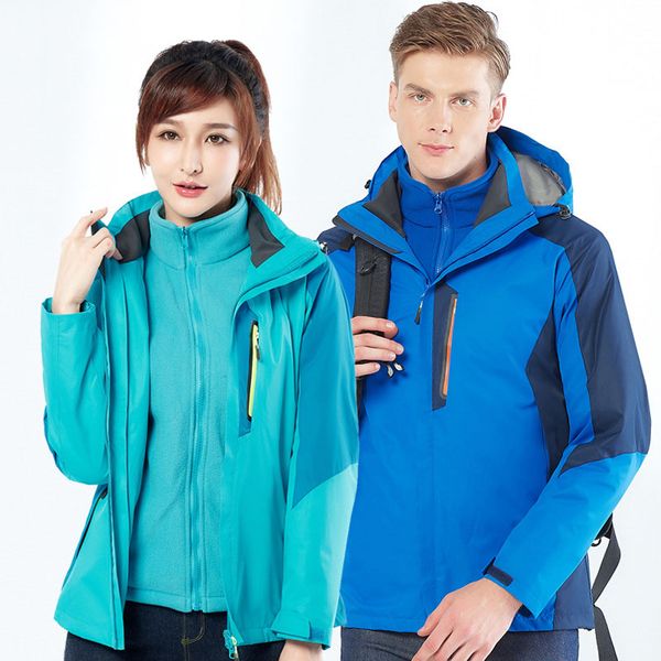 

winter outdoor hiking jackets men&women softshell waterproof jackets fleece windproof sport jacket ski climbing hunting clothing, Blue;black