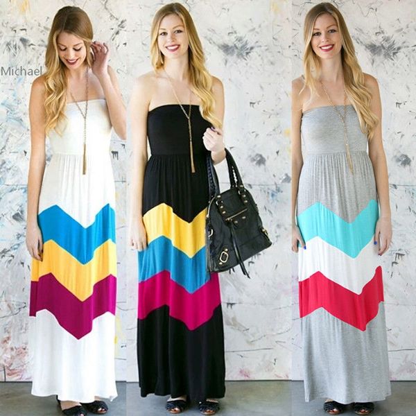 

женщины длинное платье летний вечер партии пляж сарафан платье, Black;gray