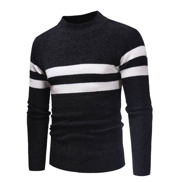 

mens striped sweaters casual slim fit black pullover sweaters o neck homme brief autumn winter xxxl, White;black