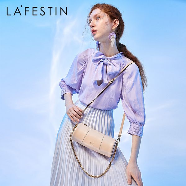 

la festin 2020 new fashion leather cylinder bag female cylindrical chain armpit bag shoulder messenger female