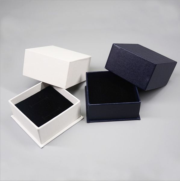 

[ddisplay]lid and tray jewelry packaging box cardboard cap ring case earring studs jewelry storage box pendant deep blue/white jewelry box, Black;white