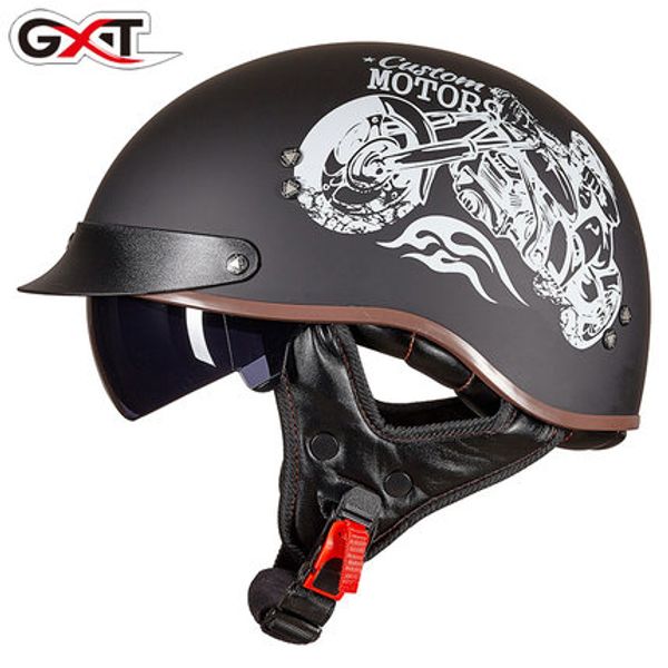 

gxt retro vintage motorcycle helmet moto helmet open face scooter biker motorbike racing riding with dot certification
