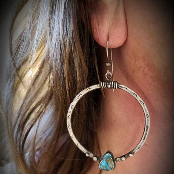 

ancient silver turquoise hoop earrings eyelash designer earrings luxury designer jewelry women earrings hoop ear rings fashion jewelry, Golden;silver