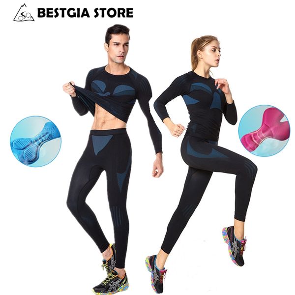 

sport compression cycling base layer suit with pad winter men women bike under wear clothing for fitness/training/skiing/running, Black;red
