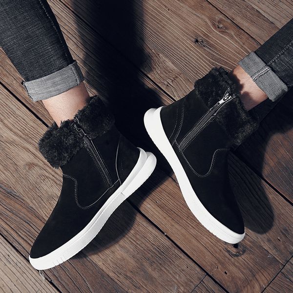 

warm ankle men plus velvet warm cotton boots waterproof boots ankle boots winter shoes men shoes plus, Black