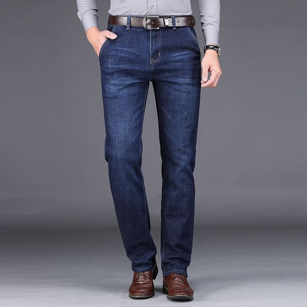 

2020 весна и осень горячая продажа мужские бизнес классический досуг jeans основные стили straight пыхтение качество плюс размер 28-42, Blue