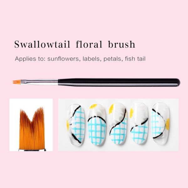 

1pc nail brushes gel varnish building painting petals drawing flowers gradient dotting nail art pen brush three side floral pen