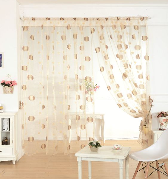 

napearl circle design jacquard organza fashion tulle curtains for window