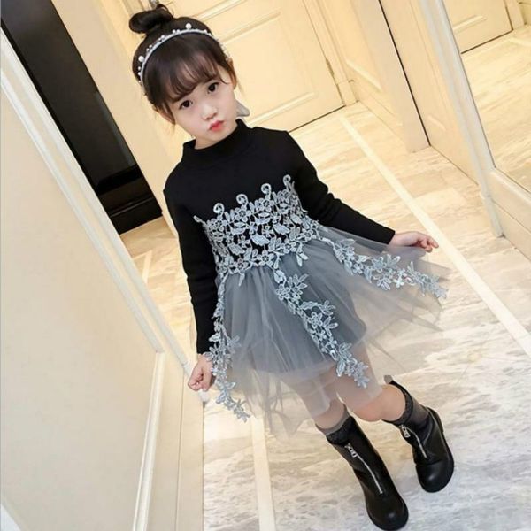 

new girls winter dress fashion autumn girl princess long sleeve knitted sweater tutu dress christmas kids dresses for girls dress, Red;yellow