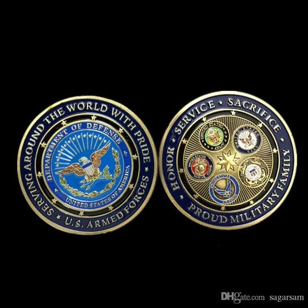

10 pcs non magnetic the usa military badge 50 mm big size colored souvenir coin gold plated air force medal decoration collectible coin