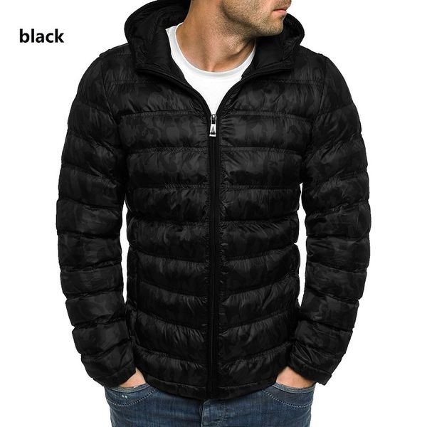 

cysincos 2019 new autumn winter coat men jacket warm cotton jacket coats zippers men clothes mens fashion cotton warm top, Black