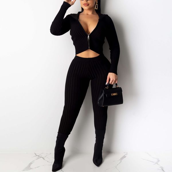 

women's tracksuits 2019 women fashion solid v-neck zipper long sleeve hooded blouse coat long pants suit conjunto femenino#g4, White;black