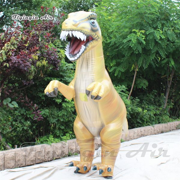 Tragbares aufblasbares Dinosaurier-Kostüm für Erwachsene, 2,5 m, lustige aufblasbare Tier-Maskottchen-Dinosaurier-Anzüge für Theater-Bühnenshow