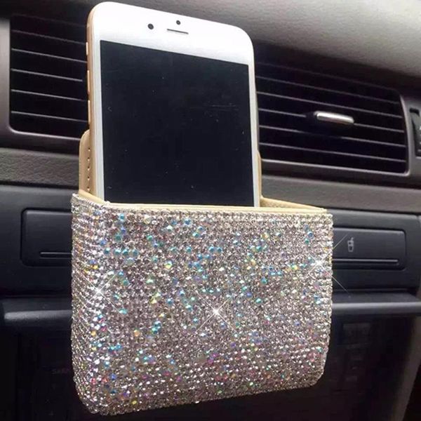 

artificial rhinestone storage box for car air outlet stowing tidying & ornaments