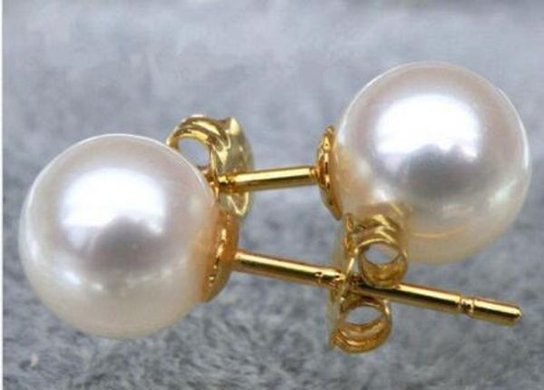 

8-8.5mm or 9-9.5mm + akoya natural white pearl earring, Golden;silver