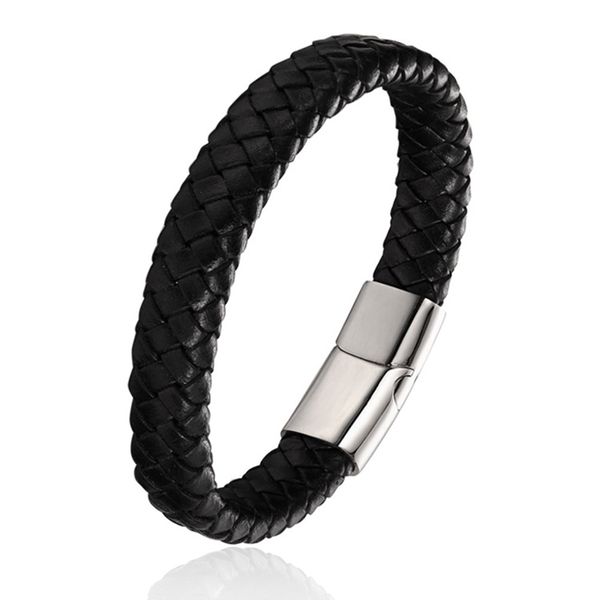 

fashion business bracelet titanium steel jewelry vintage leather bracelet woven men's jewelry wholesale, Golden;silver