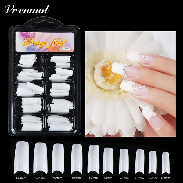 

vrenmol 100pcs full cover fake nail art with nail acrylic press on tips acrylic mold false art, Red;gold